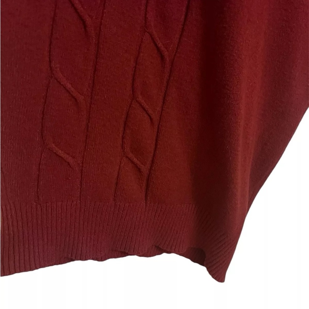 Vertigo Cowl Neck Cable Knit Sweater Asymmetric Dress Sz L Crimson - Picture 7 of 7